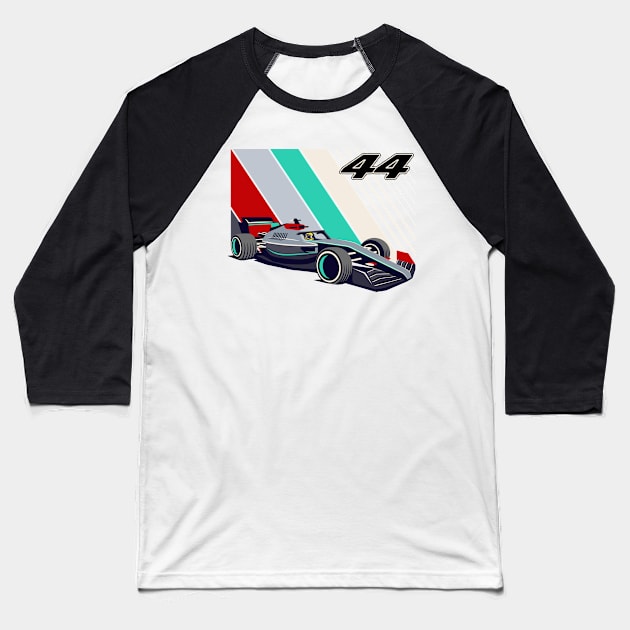 Formula Race Car 44 Baseball T-Shirt by RaceCarsDriving